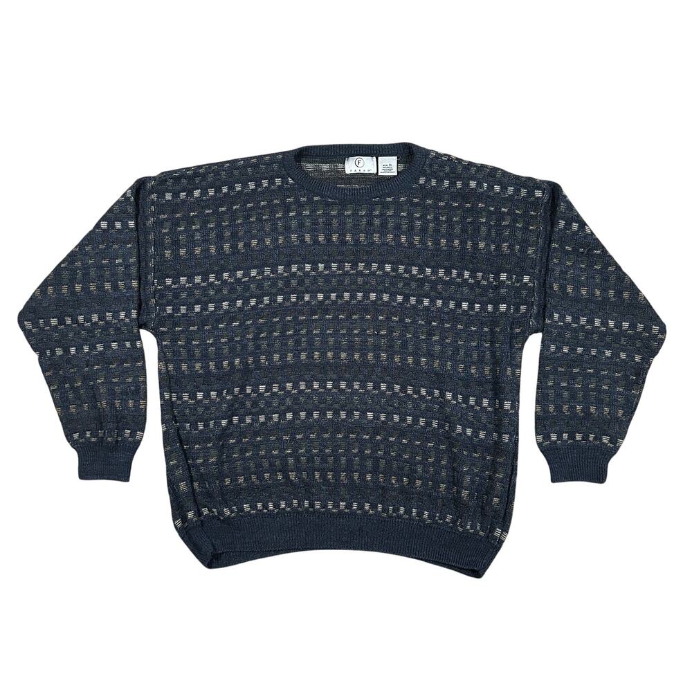 Vintage 90s Knit Sweater Pullover Crewneck Mens XL Textured Farah